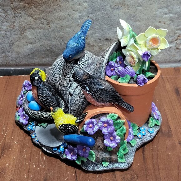 Bradford Exchange Touch Activated Songbirds Sculpture Spring Arrival A O22 Natur - Picture 9 of 11